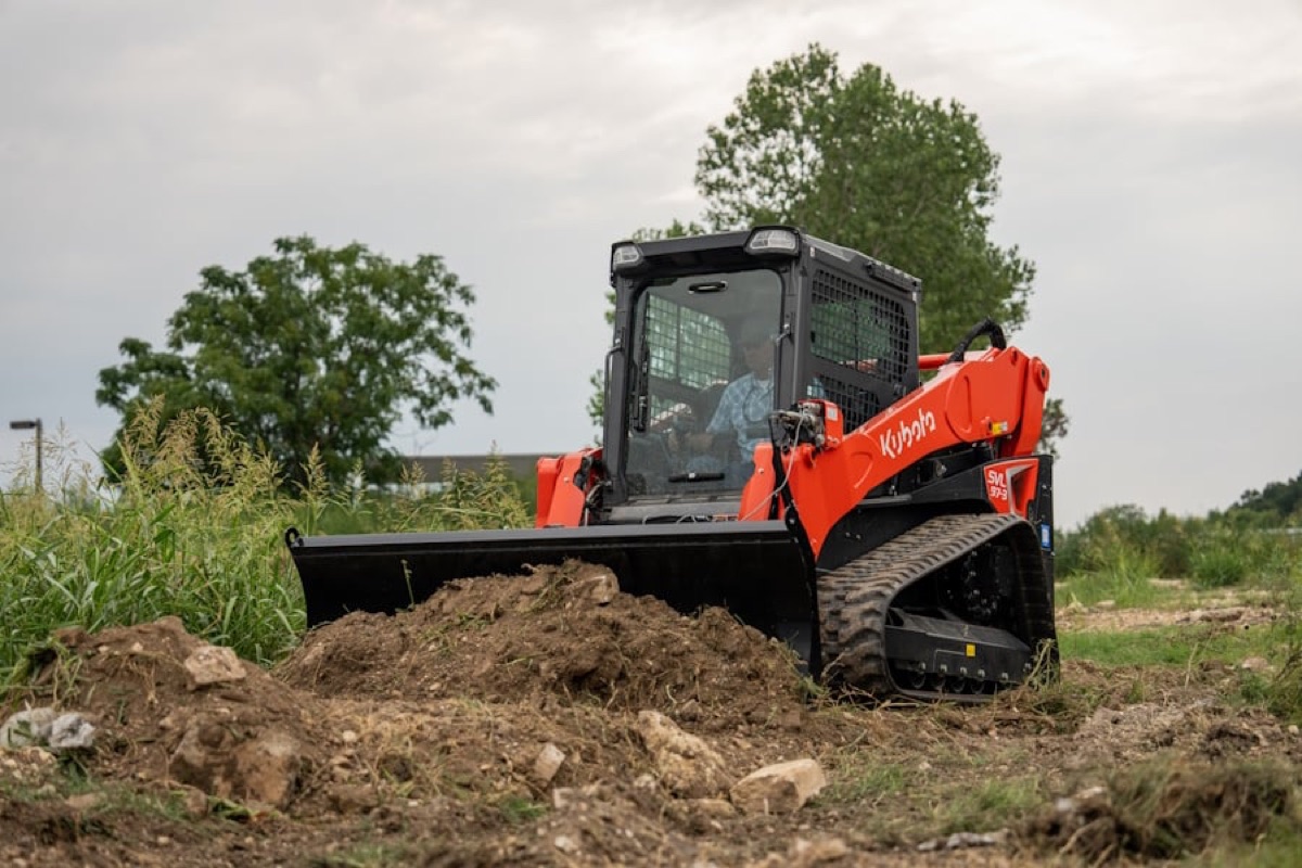 Skid steer on a landscaping project
